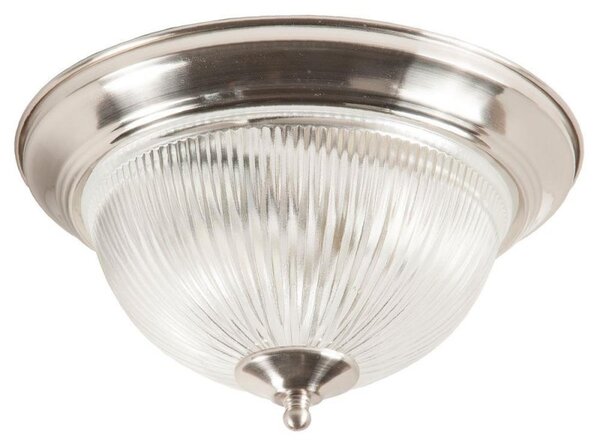 Modern 2 Light Satin Silver IP44 Flush Bathroom Ceiling Light
