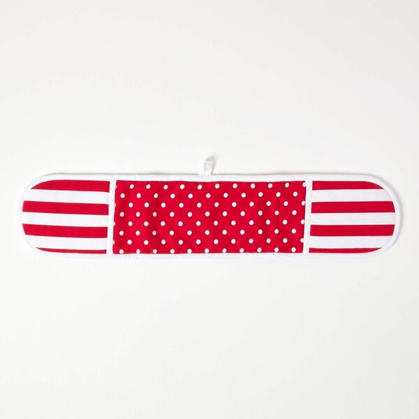 Homescapes Cotton Polka Dot Red White Double Oven Glove