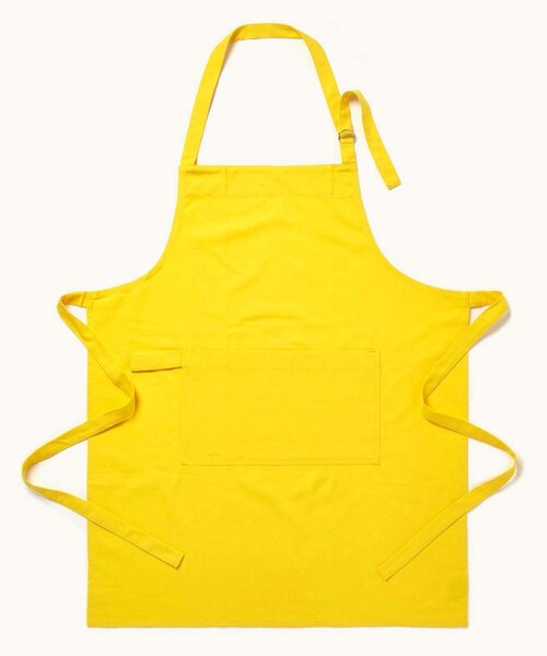 Yellow Plain Unisex Apron with Large Front Pocket 100% Cotton