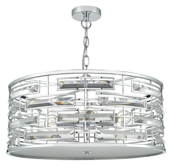 Dar SEV0650 Seville 6 Light Pendant Ceiling Light in Polished Chrome