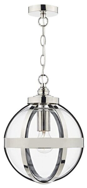 Dar HEA0138 Heath 1 Light Ceiling Pendant in Polished Nickel