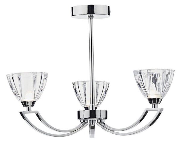 Dar VIT0350 Vito 3 Light Chrome Crystal Semi Flush Ceiling Light