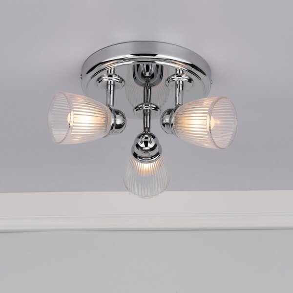 Dar CED7638 Cedric 3 Light Plate Ceiling Light in Polished Nickel IP44