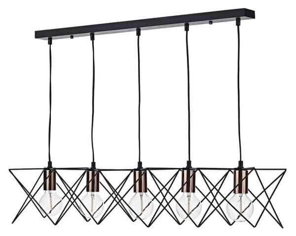 Dar MID0522 Midi 5 Light Bar Pendant in a Black and Copper finish