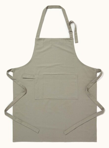 Homescapes Grey Plain Unisex Apron with Large Front Pocket 100% Cotton