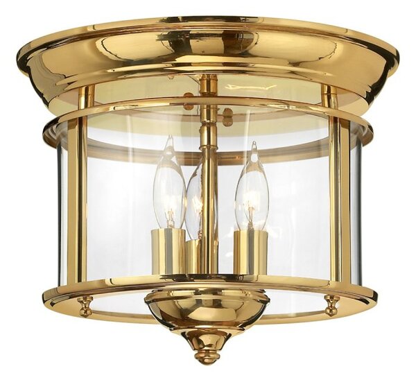 HK-GENTRY-F-PB Gentry 3 Light Round Glass Flush Ceiling Lantern Light