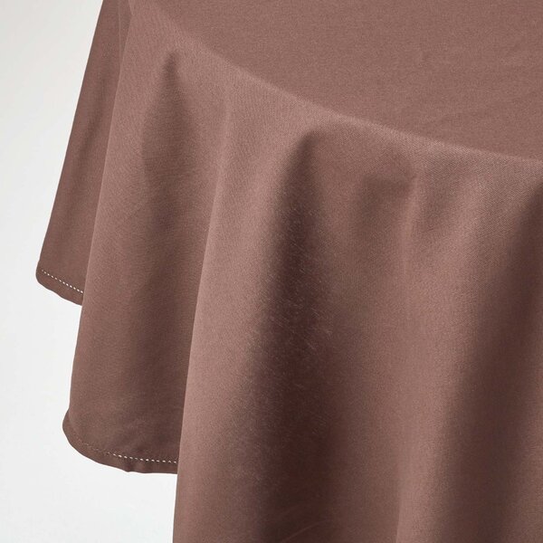 Homescapes Plain Cotton Chocolate Tablecloth, 70 Inches Round