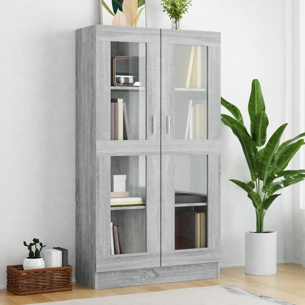 Vitrine Cabinet Grey Sonoma 82.5x30.5x150 cm Engineered Wood