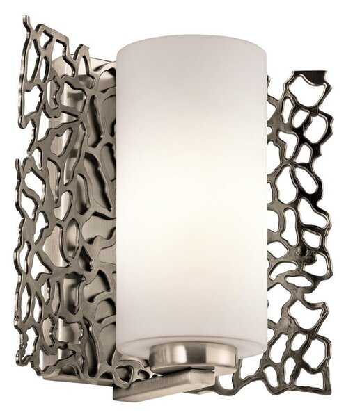 KL-SILVER-CORAL1 Silver Coral 1 Light Wall Light with Glass Shade