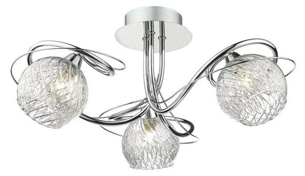 Dar REH0350 Rehan 3 Light Semi Flush Ceiling Light In Polished Chrome