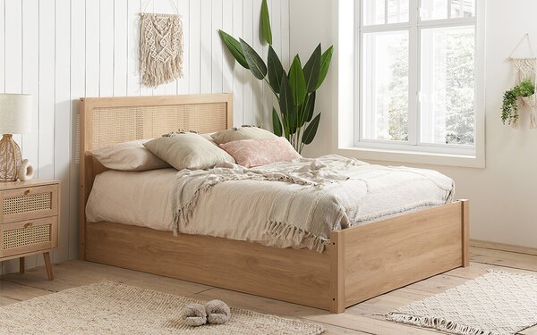 Birlea Croxley Wooden Rattan Ottoman Bed Frame, King Size