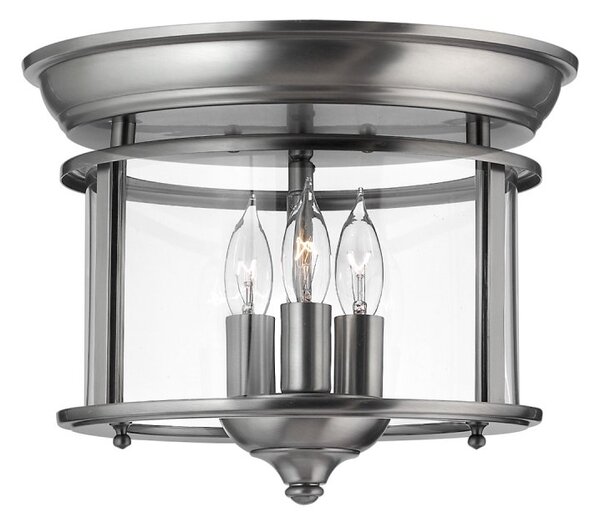 HK-GENTRY-F-PW Gentry 3 Light Pewter Round Flush Ceiling Lantern