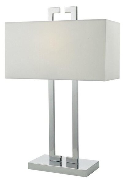 Dar NIL4250 Nile Table Lamp In Polished Chrome With Faux Silk Ivory Shade