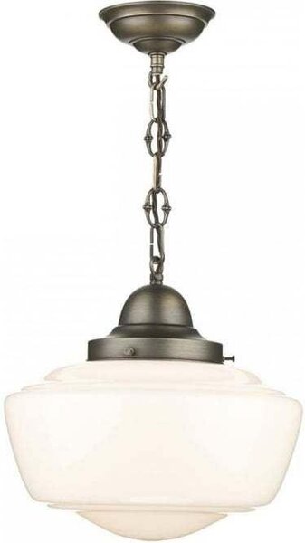 David Hunt Lighting STO012 Stowe 1 Light Antique Brass Opal Glass Ceiling Pendant