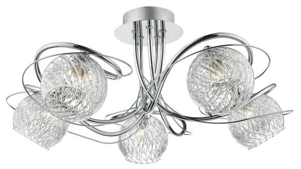 Dar REH0550 Rehan 5 Light Semi Flush Ceiling Light In Polished Chrome