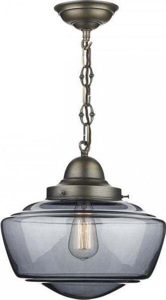 David Hunt Lighting STO0110 Stowe 1 Light Antique Brass Smoked Glass Ceiling Pendant