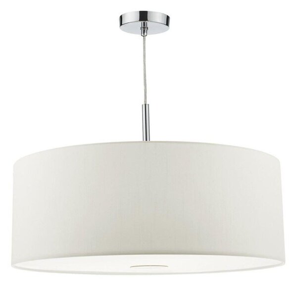 Dar RON172 Ronda 3 Light Pendant With 60CM White Faux Silk Shade