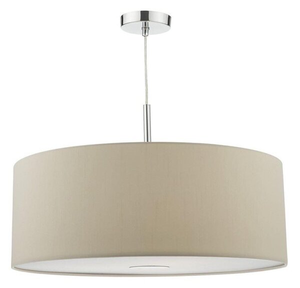 Dar RON1029 Ronda 3 Light Pendant Light With 40CM Ecru Faux Silk Shade