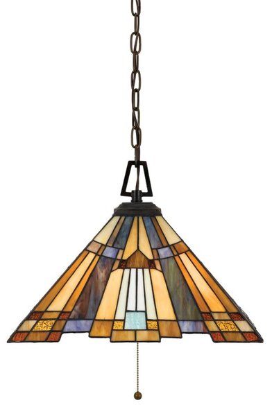 QZ-INGLENOOK-P-A Inglenook 3 Light Tiffany Hanging Ceiling Pendant