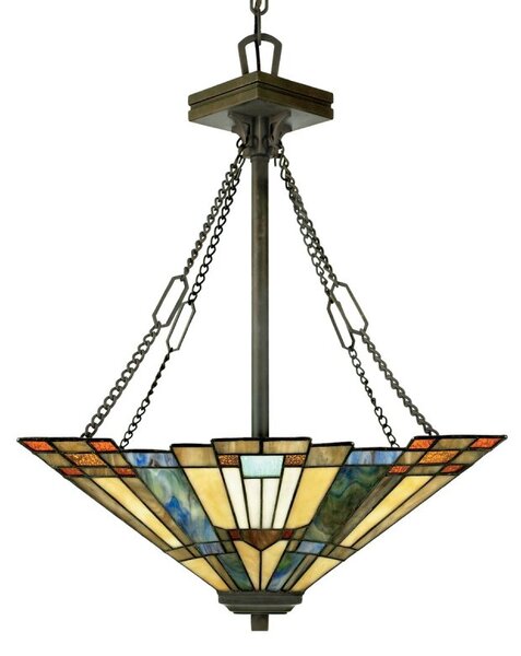 QZ-INGLENOOK-P-B Inglenook 3 Light Tiffany Bronze Ceiling Pendant