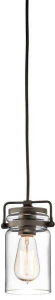 KL-BRINLEY-MP-OZ Brinley 1 Light Bronze Vintage Glass Ceiling Pendant Light
