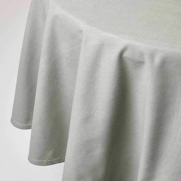 Homescapes Plain Cotton Grey Tablecloth, 70 Inches Round