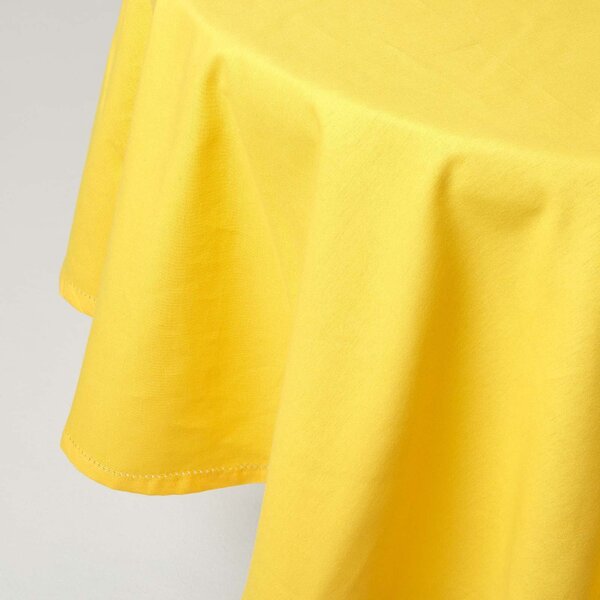 Homescapes Plain Cotton Yellow Tablecloth, 70 Inches Round