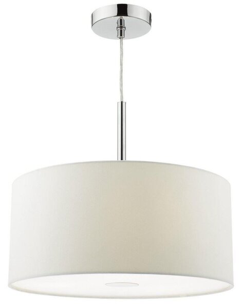 Dar RON102 Ronda 3 Light Pendant Light With 40CM White Faux Silk Shade