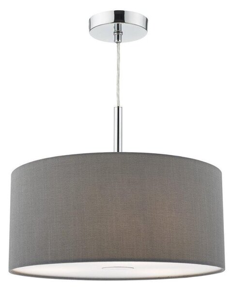 Dar RON1039 Ronda 3 Light Pendant With 40CM Slate Grey Faux Silk Shade