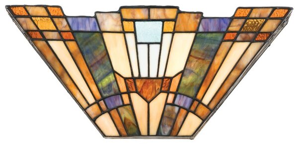 QZ-INGLENOOK-WU Inglenook Tiffany Bronze 2 Light Wall Uplighter