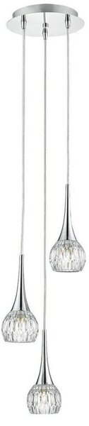 Dar LYA0350 Lyall 3 Light Pendant Light In Polished Chrome With Decorative Glass Spiral