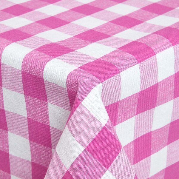 Homescapes Pink Block Check Gingham Tablecloth, 54 x 54 Inches