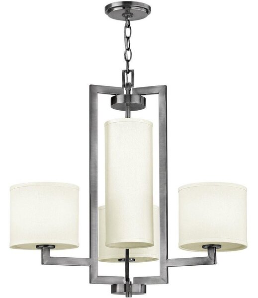 HK/HAMPTON4 Hampton Brushed Nickel 4 Light Chandelier with Shade
