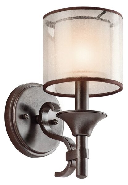 KL-LACEY1-MB Lacey Bronze Wall Light with Double Mesh Shade