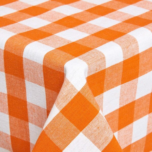 Homescapes Orange Block Check Gingham Tablecloth, 54 x 54 Inches