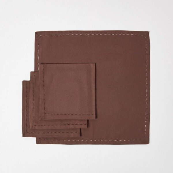 Homescapes Chocolate Cotton Fabric 4 Napkins Set