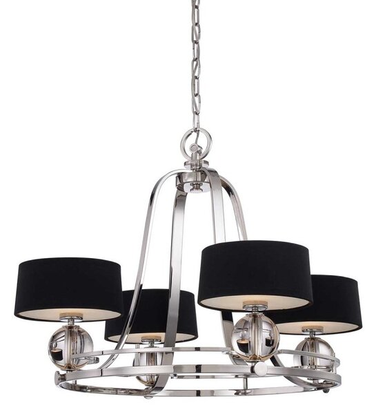 QZ/GOTHAM4 Gotham 4 Light Silver Chandelier with Black Shades