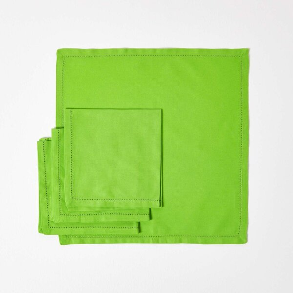 Homescapes Lime Green Cotton Fabric 4 Napkins Set