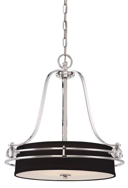 QZ/GOTHAM/P Gotham 4 Light Silver Ceiling Pendant with Black Shades