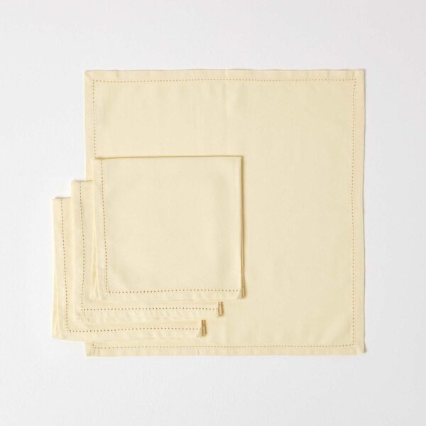 Homescapes Cream Cotton Fabric 4 Napkins Set