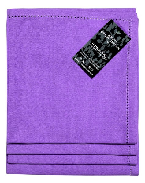 Homescapes Purple Cotton Fabric 4 Napkins Set