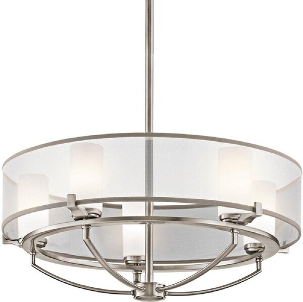 KL/SALDANA3 Saldana 3 Light Pewter Chandelier with Soft Shades