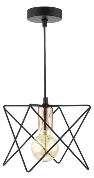 Dar MID0122 MIDI Pendant In Matt Black With Wire Square Copper Detail