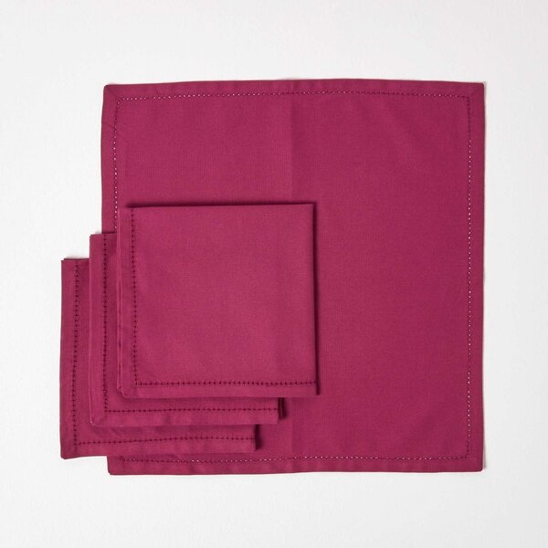 Homescapes Plum Cotton Fabric 4 Napkins Set