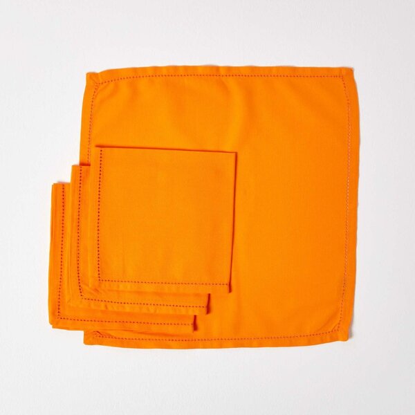 Homescapes Orange Cotton Fabric 4 Napkins Set