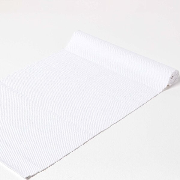 Homescapes Cotton Plain White Table Runner