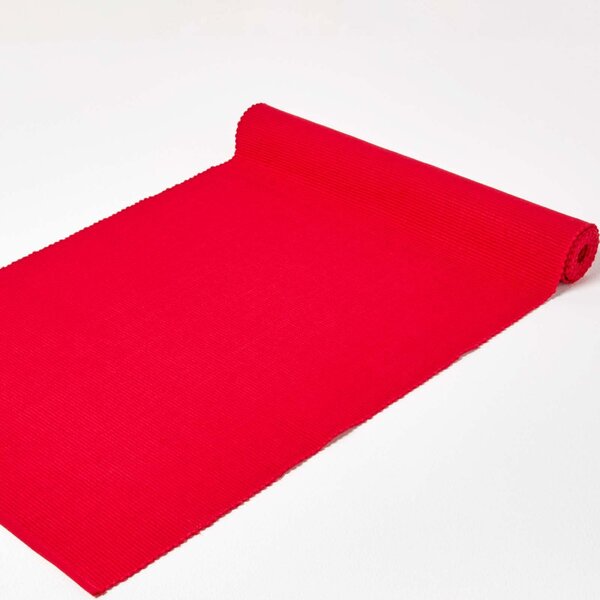 Homescapes Cotton Plain Red Table Runner