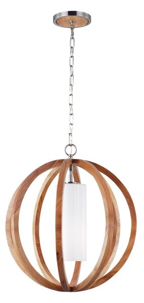 FE/ALLIER/P/S LW Allier Light Wood And Brushed Steel Small Pendant