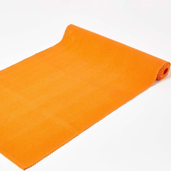 Homescapes Cotton Plain Orange Table Runner