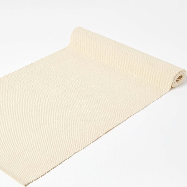 Homescapes Cotton Plain Cream Table Runner